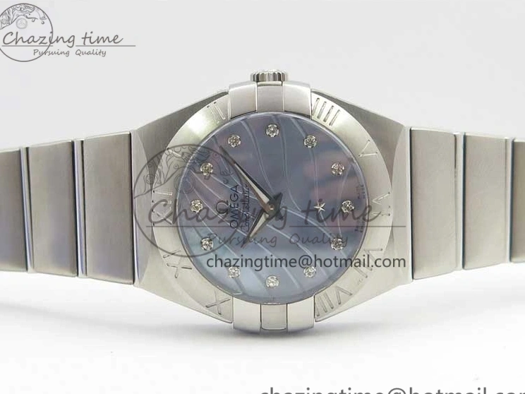 0402 Constellation Ladies 27mm ZF 1:1 Best Edition SS Blue MOP Dial on SS Bracelet ETA Quartz Youthful 7942
